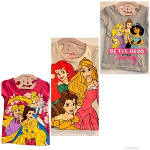 Princess Cinderella Belle and Rapunzel Girls 3 Pk Character Short Sleeve Tees 2T